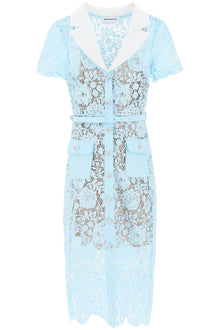  Self portrait midi dress in floral lace with contrasting lapel and jewel buttons