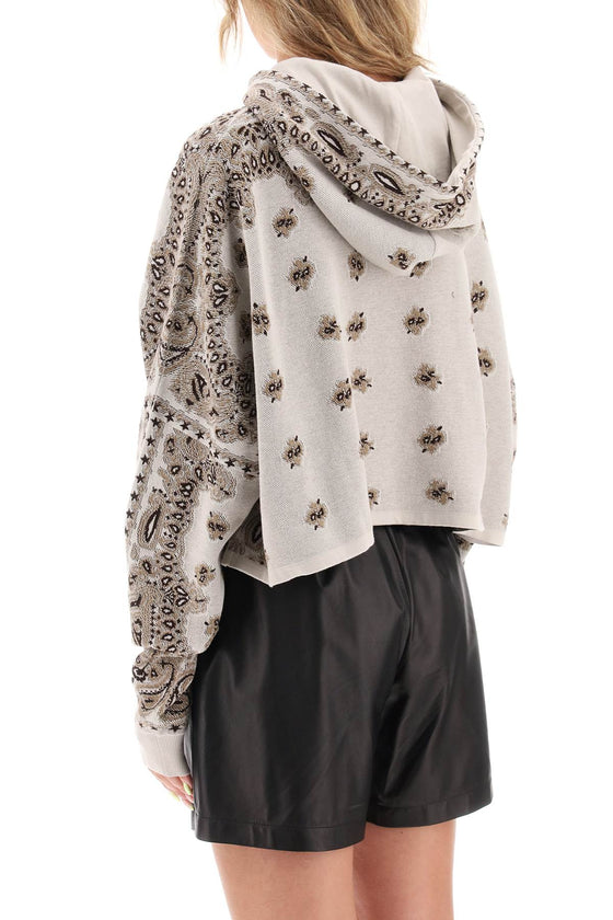 Amiri knitted cropped hoodie with bandana motif