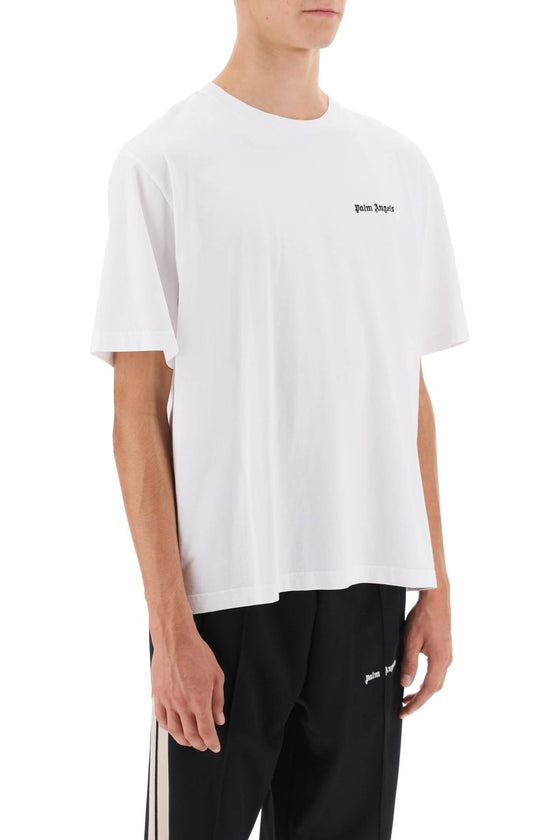 Palm angels jersey t-shirt with logo embroidery