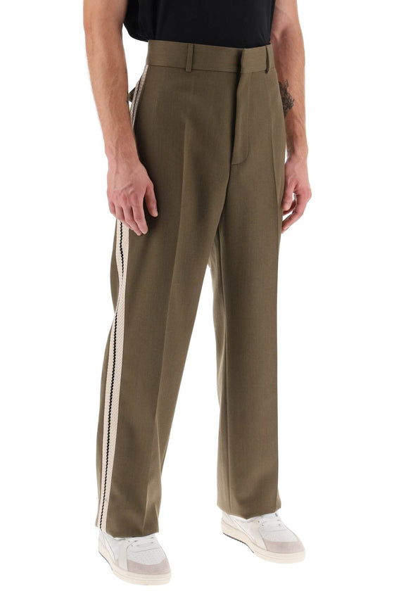 Palm angels pants with straight leg and contrasting side bands