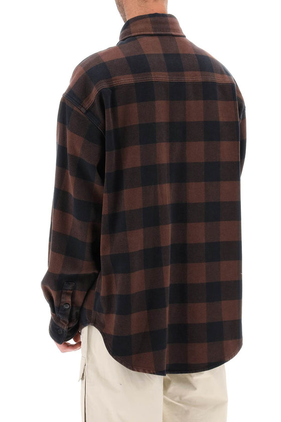 Palm angels flannel overshirt with check motif