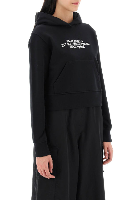 Palm angels cropped hoodie with embroidery