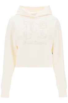  Palm angels cropped hoodie with monogram embroidery