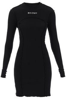  Palm angels long-sleeved mini dress in ribbed jersey