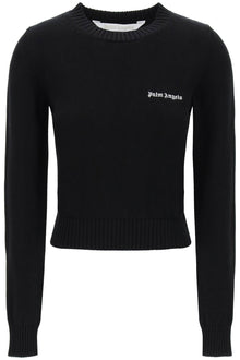  Palm angels pullover cropped con ricamo logo