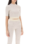 Palm angels monogram cropped top in lurex knit
