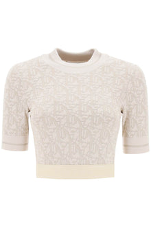  Palm angels monogram cropped top in lurex knit