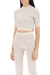 Palm angels monogram cropped top in lurex knit