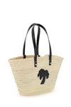 Palm angels straw & patent leather tote bag