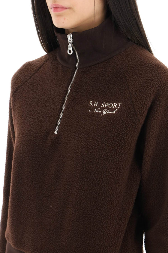 Sporty rich quarter zip sherpa fleece sweatshirt