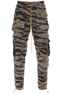  Rhude cargo pants with 'tiger camo' motif all-over