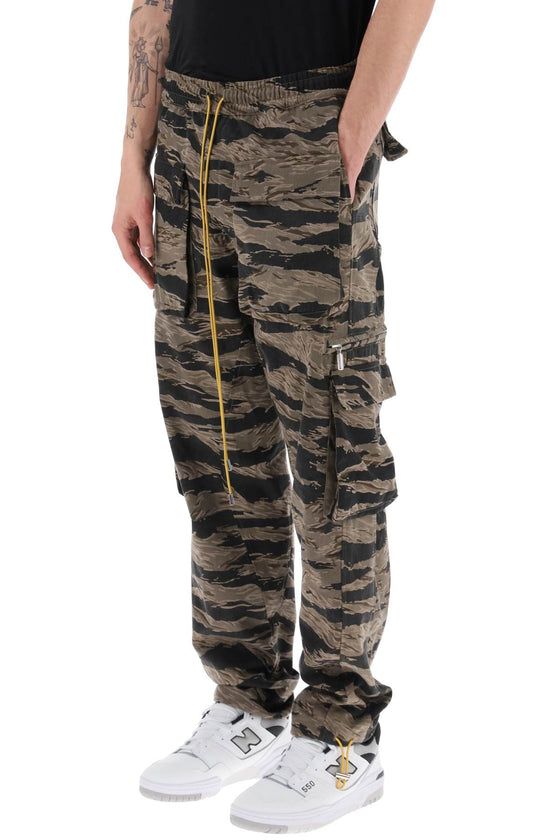 Rhude cargo pants with 'tiger camo' motif all-over