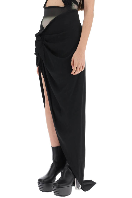 Rick owens draped skirt with slit and train