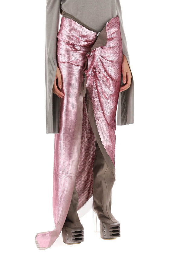 Rick owens sequin-embroidered skirt with train