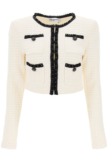  Self portrait cropped cardigan with sequin trims