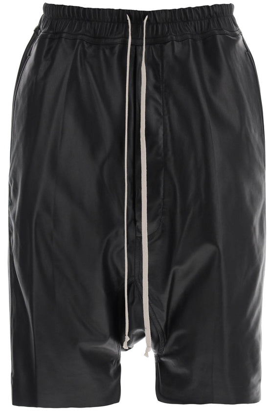 Rick owens leather bermuda shorts for