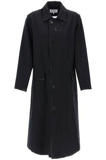  Maison margiela cotton coat with laminated trim details