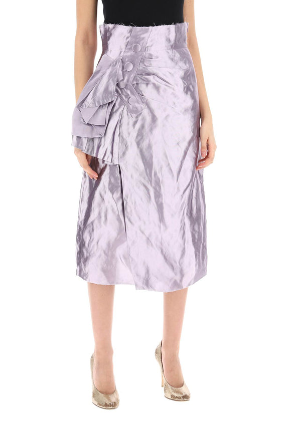 Maison margiela "metallic satin midi wrap skirt with