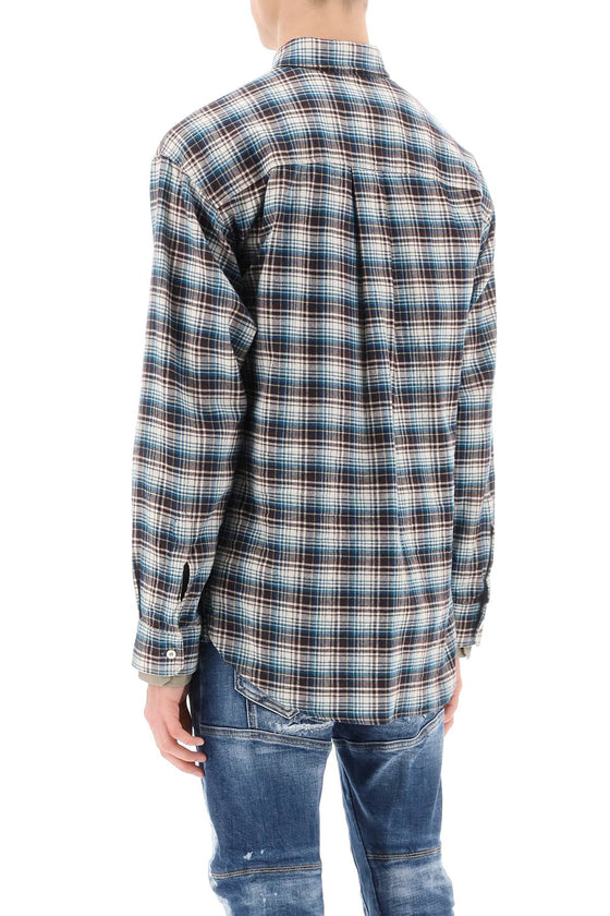 Dsquared2 check shirt with layered sleeves