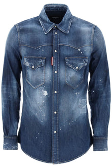  Dsquared2 western shirt in used denim