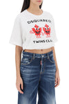 Dsquared2 cropped t-shirt with twins club print