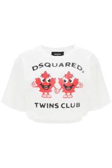  Dsquared2 cropped t-shirt with twins club print
