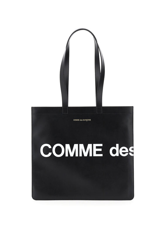 Comme des garcons wallet leather tote bag with logo