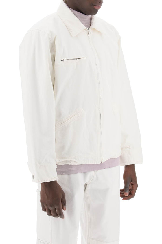 Mm6 maison margiela giacca in tela di cotone distressed