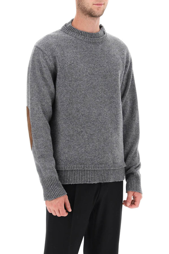 Maison margiela crew neck sweater with elbow patches