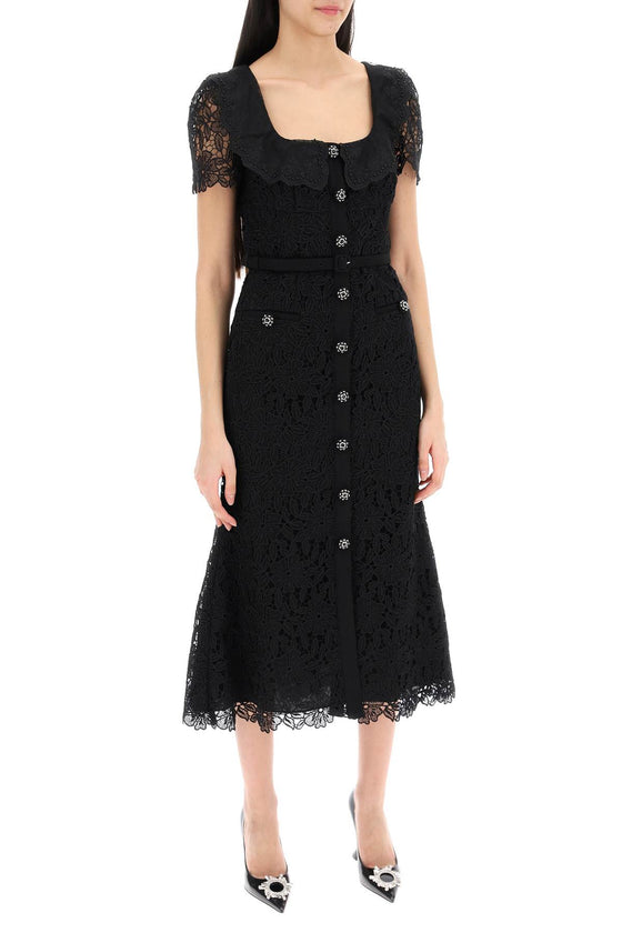 Self portrait "mid-length guipure lace dress with jewel
