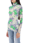 Ganni long-sleeved top in mesh with floral pattern