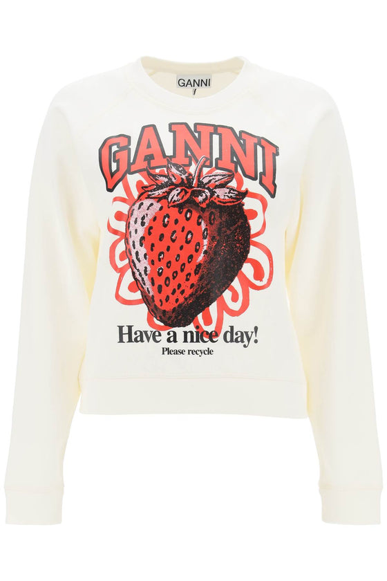 Ganni crew-neck sweatshirt with graphic print