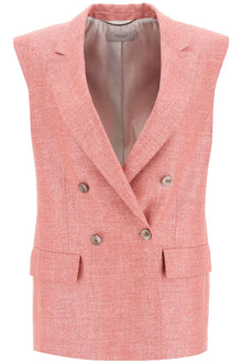  Agnona double-breasted vest in silk*** linen and wool