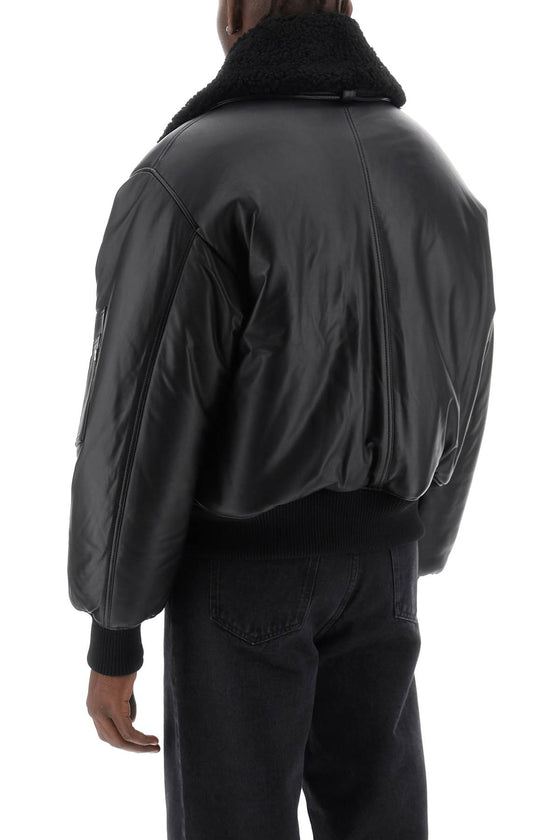 Ami paris leather bomber jacket