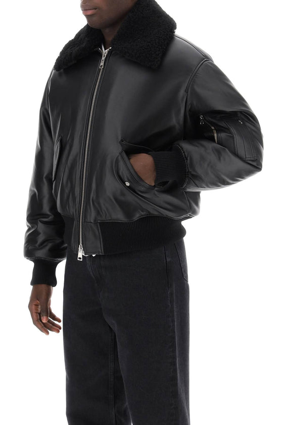 Ami paris leather bomber jacket