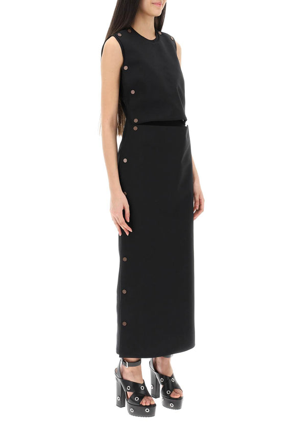 Y project dual material maxi dress with snap panels