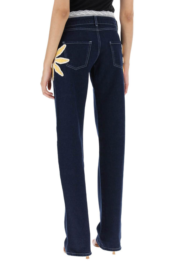 Siedres low-rise jeans with crochet flowers