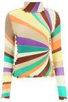 Siedres multicolored turtleneck sweater with gathered stitching