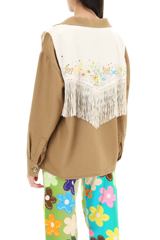Siedres overshirt with embroidered fringed panel